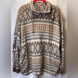 VTG FRENCH COUNTRY EXPRESS Sweater Beige Fair Isle Knit Mens M Oversize